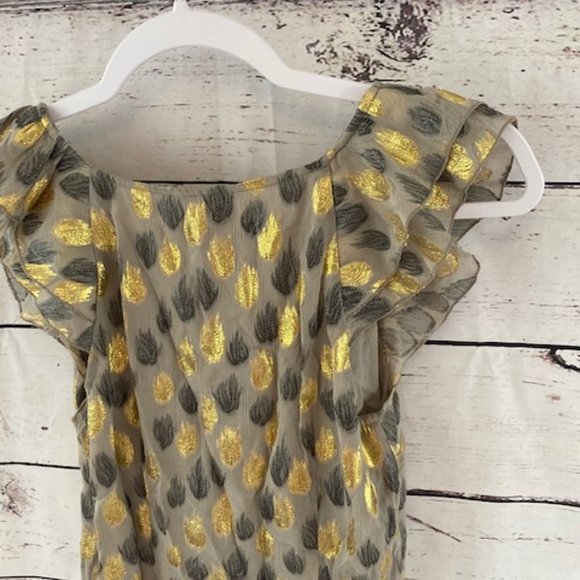 Anthropologie Gold and Silver Ruffle Blouse - Picture 10 of 12